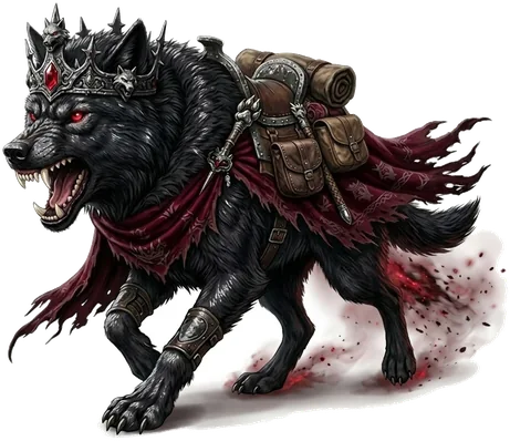 The Evil Wolf King wearing a dark crown.