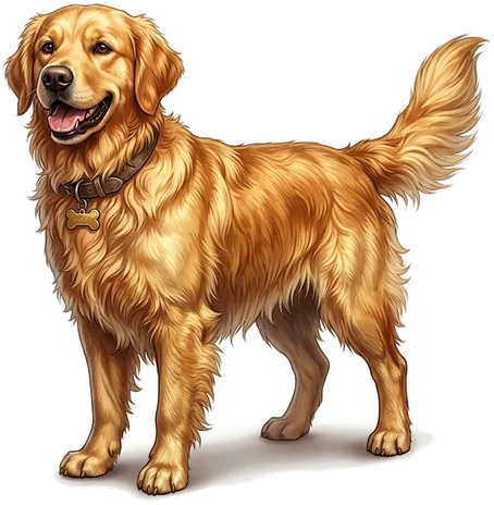 A golden retriever with a brown collar — a recruitable good dog.