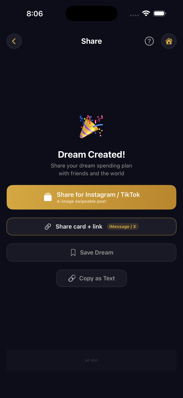 Sharing a finished Dream Card.